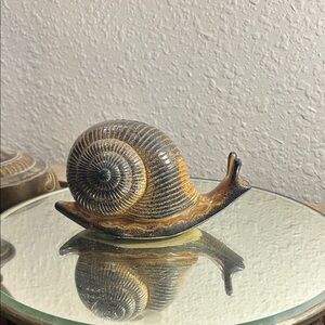 Ceramic Snail Pottery Bank in Brown and Gray Nature Core